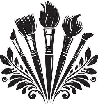 Brush icon silhouette vector with white background