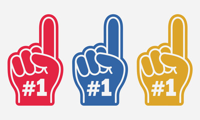 Obraz premium Number one fan hand glove, bold foam-style design in assorted colors for sports marketing, fan engagement,