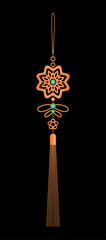 Korean Traditional Star Floral Norigae Ornament, Colorful Asian Decorative Vector.