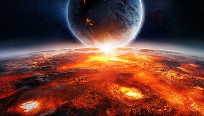 Fiery Planet In Space Cosmic Inferno