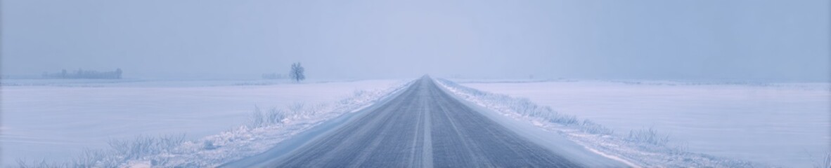 Ultra realistic minimalist winter road scene