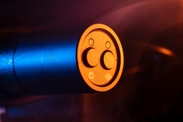 Close up on a professional boom microphone system on black background. © CesareFerrari