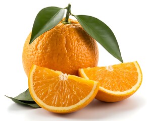 A vibrant orange with a slice showcasing its juicy texture and freshness
