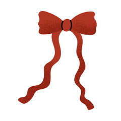 Beautiful red bow. Valentine's Day. Romantic holiday. February 14. Love. Cartoon vector illustration isolated on white background.