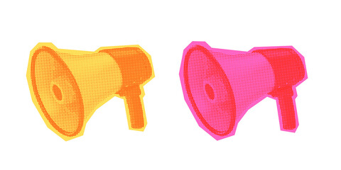 A Colored Halftone of megaphone isolated with transparent background 