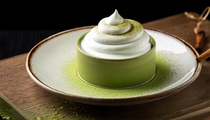 Matcha Drink Dish With Creamy Foam