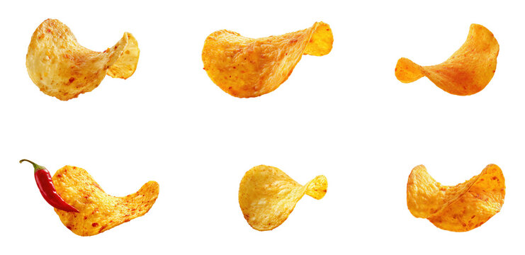 Sets of spicy flavor potato chips.