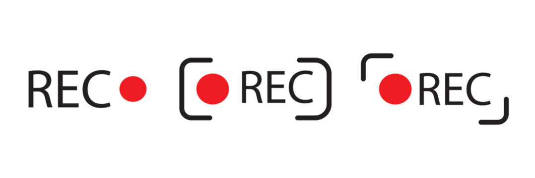 Set of Video recording button icon, video or photo recorder button icon