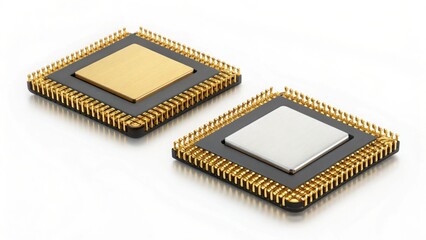 Microprocessor with Gold Pins and Standard Contacts in Up Shot