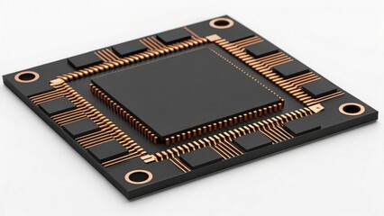 Minimalist Black PCB Design with Copper Connections for Electronics Use