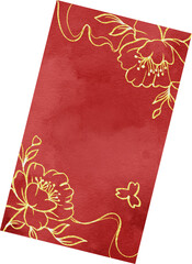 Red Envelope with Gold Floral Pattern