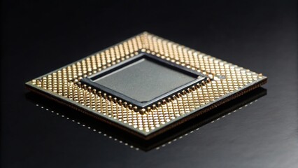 Reflective Black Glass Surface Featuring a Standard Electronic Component