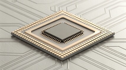 Detailed View of Silicon Chip with Exposed Layers and Standard Design