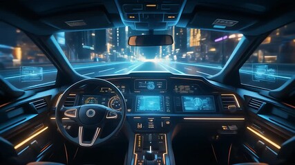 Futuristic car interior with advanced technology - Powered by Adobe