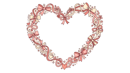 Beautiful heart shaped wreath with pink bows and ribbons