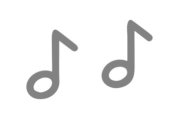 Two Gray Music Notes on Black Background musical symbol