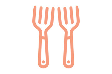 Two Orange Forks on Black Background image graphic