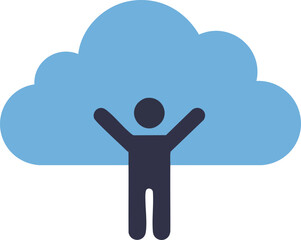 Data cloud computing concept with figure icon and cloud symbol