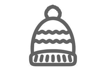 Outline of a Knitted Winter Hat with Pom on Black Background beanie wool