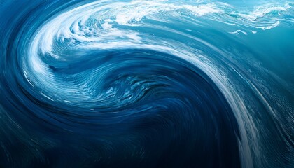 Abstract Swirling Ocean Water With White Foam And Deep Blue Hues