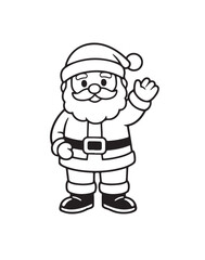 Obraz premium Cute Santa Claus Character Pose Black and White Line Art Illustration. Black and white vector illustration of a cute Santa Claus character in a simple pose. Clean line art style suitable for coloring 