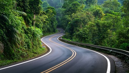 Obraz premium Curvy Road Through A Lush Jungle