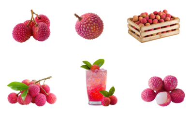 Fresh ripe lychee with fresh juices. sets of lychee fruit.