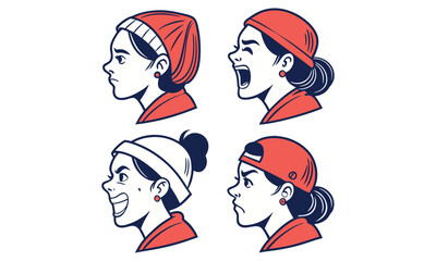 face emotion icons set collection bundle design