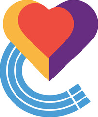 Colorful heart with rainbow design on white background, vector illustration