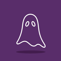 White ghost outline with two oval eyes and shadow.
