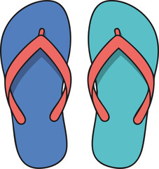 Illustration of two colorful flip-flops on a white background
