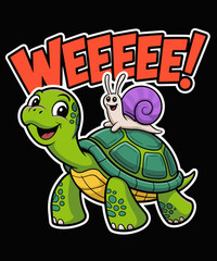 Fototapeta premium Funny Turtle Snail Running