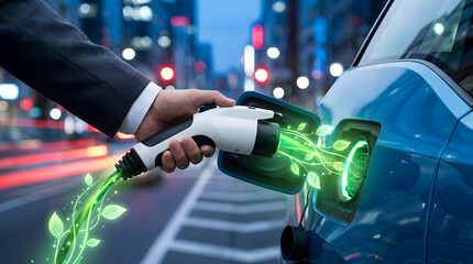 Electric Vehicle Charging with Green Energy Concept