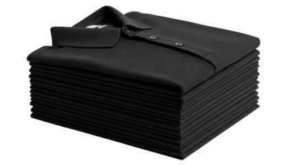 Stack of Black Polo Shirts Isolated on Transparent Background Keywords: polo shirt, black