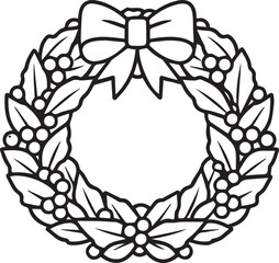 Beautiful christmas wreath with bow and berries © RUHELA