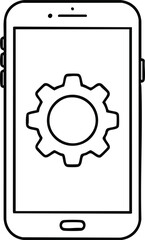 Smartphone with gear, settings symbol, mobile app development concept