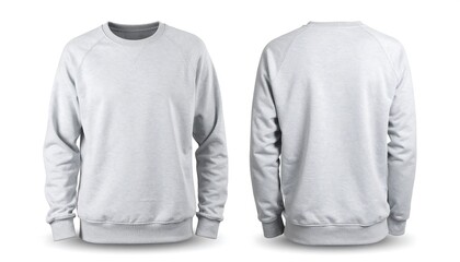 Blank White Sweatshirt Mockup Front and Back View, Crewneck Sweater Apparel Template for Design