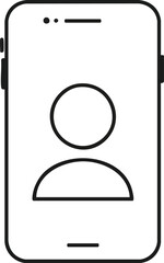 Mobile device with user profile icon displayed on white background