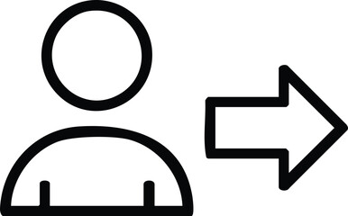 Simple user icon with arrow pointing right, on white background.