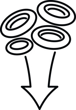 Red blood cells are flowing downwards indicating a decrease in blood count