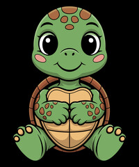Fototapeta premium Turtle Doing Heart with Hands Valentines