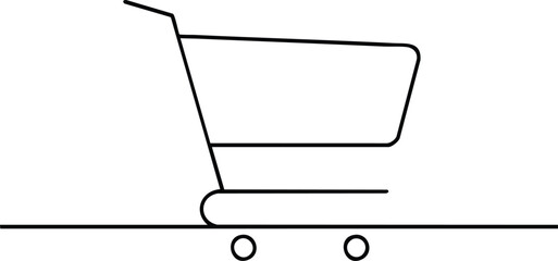 Minimalist outline of shopping cart on white background