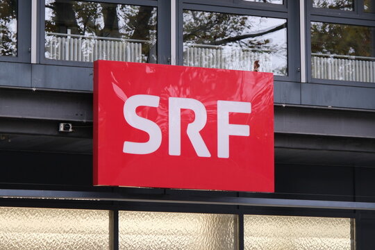 Lucerne,Switzerland-Oct.1st 2025: SRF (Schweizer Radio und Fernsehen) company brand logo 