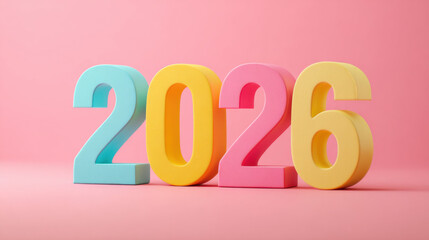 Colorful 2026 numbers celebration concept for new year marketing future planning business goals holiday promotion and social media campaigns