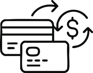 Money transfer with credit cards icon on white background