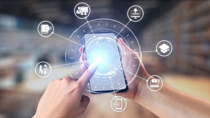 Online education icons show e-learning, online education classes, and digital study. Online education enables global online education access, flexible learning. Gist