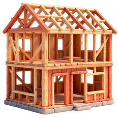 Fototapeta premium House frame 3D illustration, isolated on transparent background, png