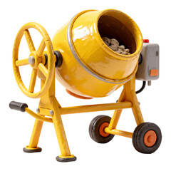Cement mixer 3D illustration, isolated on transparent background, png