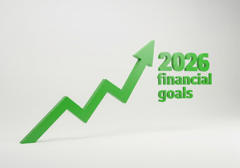 Green Arrow Graph Representing Financial Growth in Modern Minimalist Style with Bright Lighting on White Background for Financial Planning