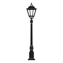 Minimalist Vintage Street Lamp Illustration with Classic Lantern Design for Urban and Park Signage. Vector illustration EPS 10.